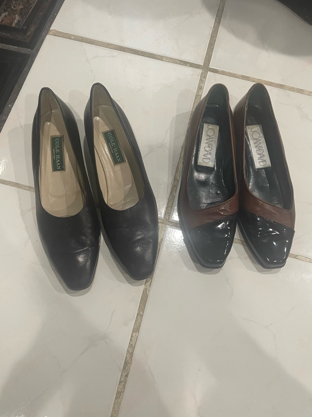 Cole Haan Black Leather Pointed-Toe Pumps